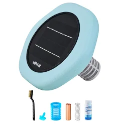 VEVOR Solar Pool Ionizer, Hexagon Copper Pool Ionizer Up to 45000 Gal, Floating Automatic Water Cleaner and Purifier, Chlorine Free Water, with Copper Anode, Spring, Brush and Filter for Pools & Spas