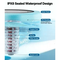 VEVOR Solar Pool Ionizer, Hexagon Copper Pool Ionizer Up to 45000 Gal, Floating Automatic Water Cleaner and Purifier, Chlorine Free Water, with Copper Anode, Spring, Brush and Filter for Pools & Spas