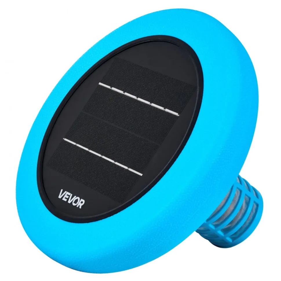 VEVOR Solar Pool Ionizer, Round Copper Pool Ionizer Up to 45000 Gal, Floating Automatic Water Cleaner and Purifier, Chlorine Free Water, with Copper Anode, Spring, Brush and Filter for Pools & Spas