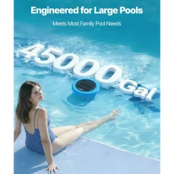 VEVOR Solar Pool Ionizer, Round Copper Pool Ionizer Up to 45000 Gal, Floating Automatic Water Cleaner and Purifier, Chlorine Free Water, with Copper Anode, Spring, Brush and Filter for Pools & Spas