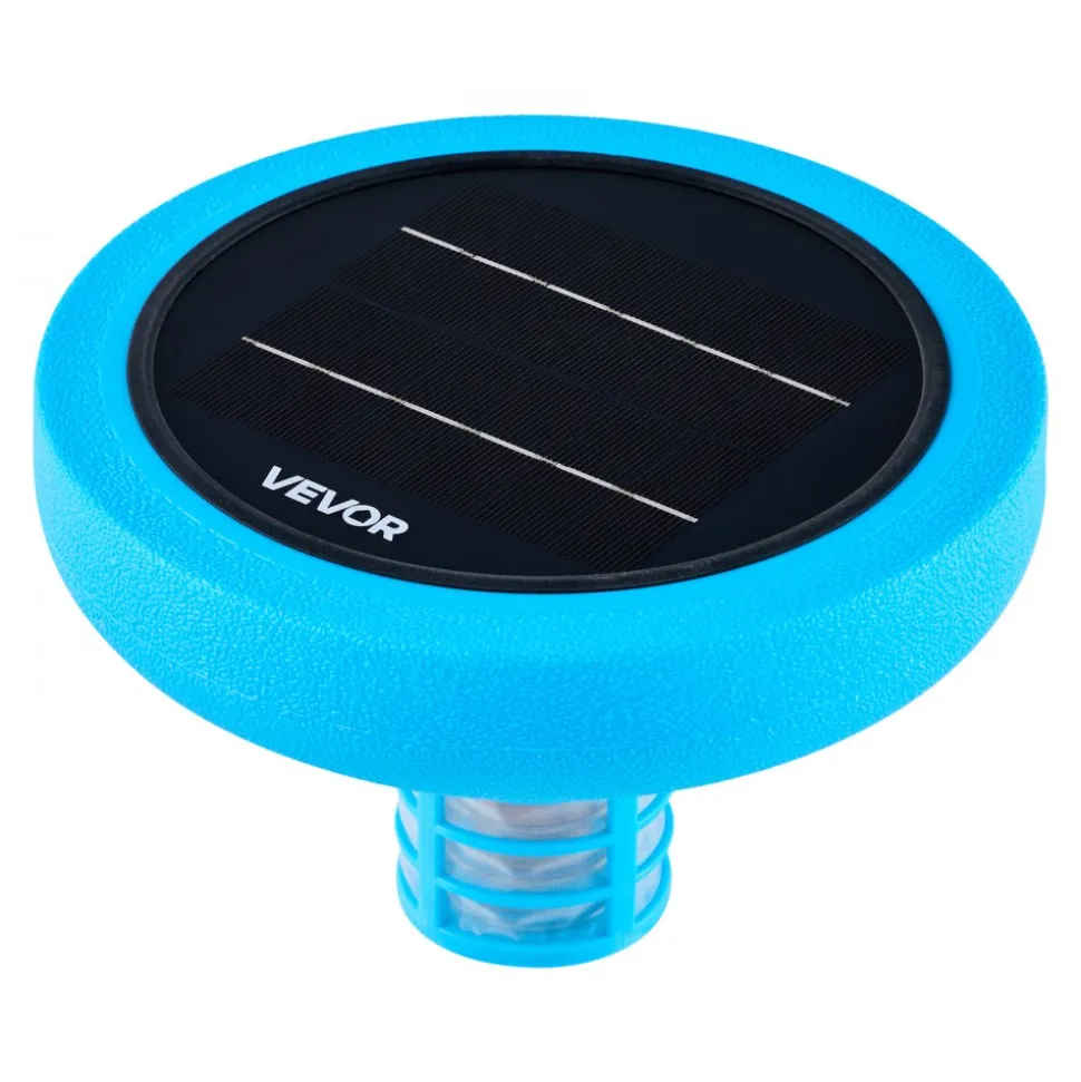 VEVOR Solar Pool Ionizer, Round Copper Pool Ionizer Up to 35000 Gal, Floating Automatic Water Cleaner and Purifier, Chlorine Free Water, with Copper Anode, Spring, Brush and Filter for Pools & Spas