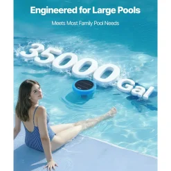 VEVOR Solar Pool Ionizer, Round Copper Pool Ionizer Up to 35000 Gal, Floating Automatic Water Cleaner and Purifier, Chlorine Free Water, with Copper Anode, Spring, Brush and Filter for Pools & Spas