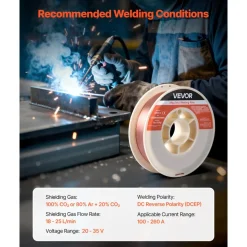 VEVOR Solid MIG Welding Wire, ER70S-6 0.023-inch 10 LBS, Low Spatter Mild Steel Welding Wire with High Deoxidizers for All-Position Gas Shielded Welding