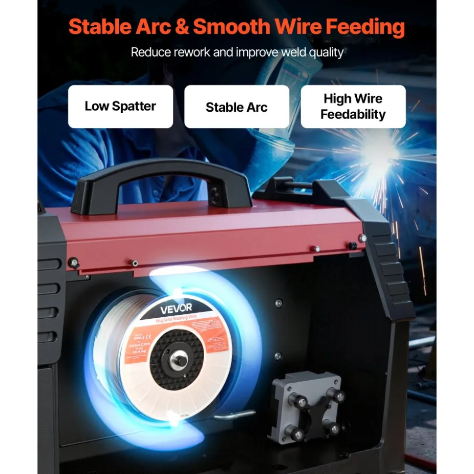 VEVOR Solid MIG Welding Wire, ER70S-6 0.023-inch 10 LBS, Low Spatter Mild Steel Welding Wire with High Deoxidizers for All-Position Gas Shielded Welding