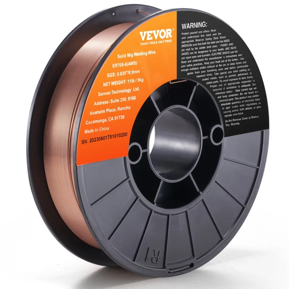 VEVOR Solid MIG Welding Wire, ER70S-6 0.035-inch 11LBS with Low Splatter and High Levels of Deoxidizers for All Position Gas Welding