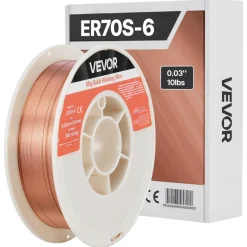 VEVOR Solid MIG Welding Wire, ER70S-6 0.03-inch 10 LBS, Low Spatter Mild Steel Welding Wire with High Deoxidizers for All-Position Gas Shielded Welding