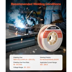 VEVOR Solid MIG Welding Wire, ER70S-6 0.03-inch 10 LBS, Low Spatter Mild Steel Welding Wire with High Deoxidizers for All-Position Gas Shielded Welding