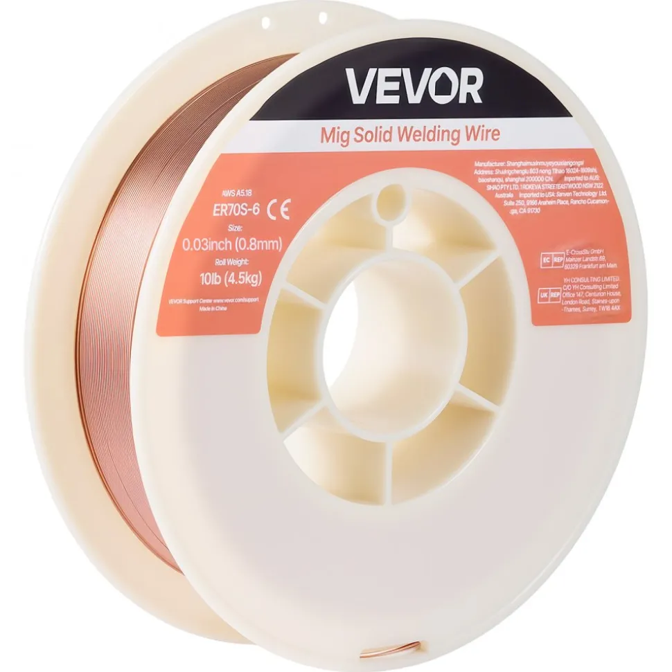 VEVOR Solid MIG Welding Wire, ER70S-6 0.03-inch 10 LBS, Low Spatter Mild Steel Welding Wire with High Deoxidizers for All-Position Gas Shielded Welding