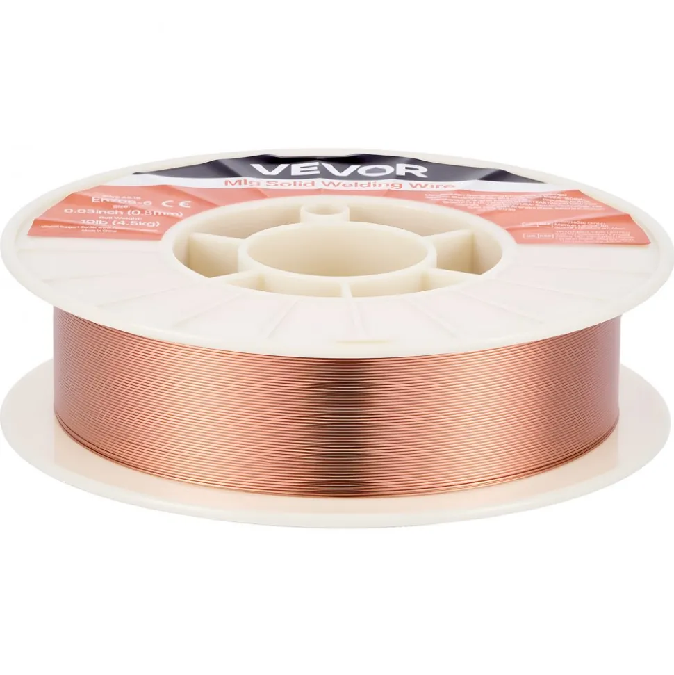 VEVOR Solid MIG Welding Wire, ER70S-6 0.03-inch 10 LBS, Low Spatter Mild Steel Welding Wire with High Deoxidizers for All-Position Gas Shielded Welding
