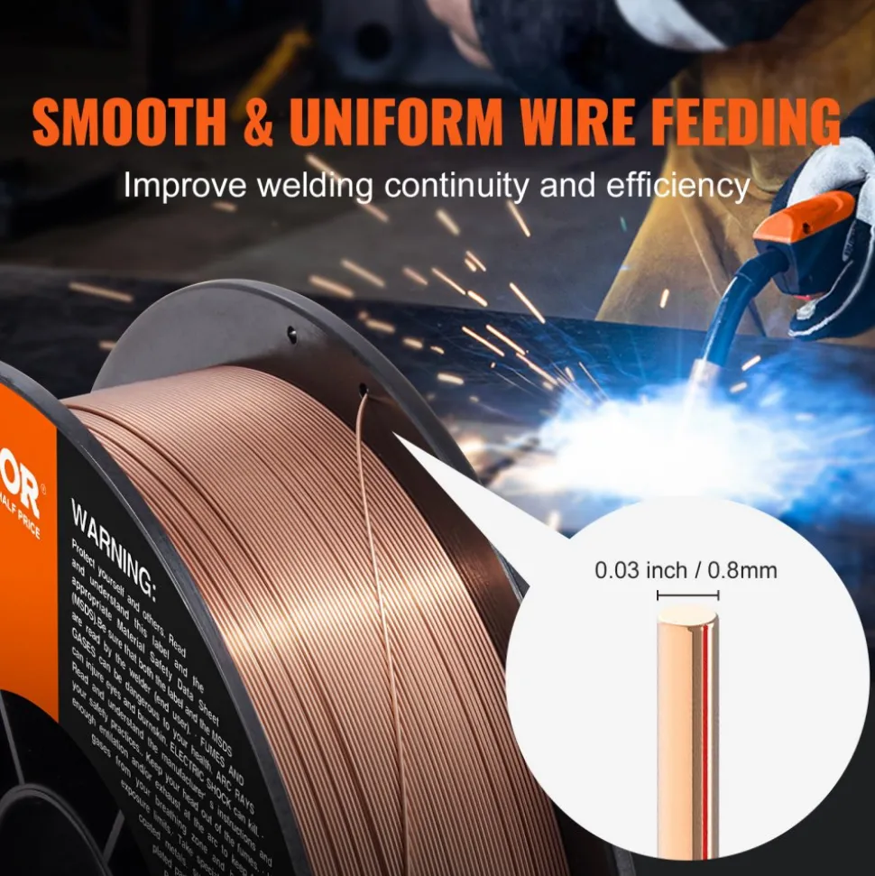 VEVOR Solid MIG Welding Wire, ER70S-6 0.030-inch 11LBS with Low Splatter and High Levels of Deoxidizers for All Position Gas Welding