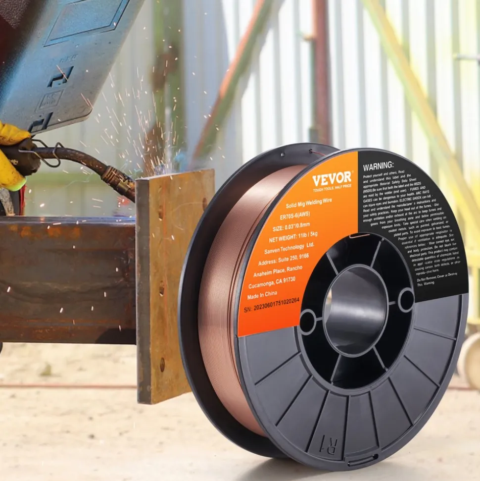 VEVOR Solid MIG Welding Wire, ER70S-6 0.030-inch 11LBS with Low Splatter and High Levels of Deoxidizers for All Position Gas Welding