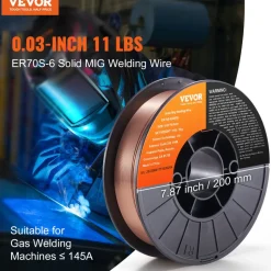 VEVOR Solid MIG Welding Wire, ER70S-6 0.030-inch 11LBS with Low Splatter and High Levels of Deoxidizers for All Position Gas Welding