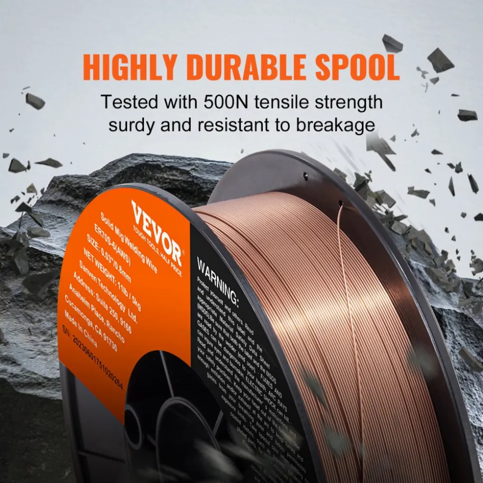 VEVOR Solid MIG Welding Wire, ER70S-6 0.030-inch 11LBS with Low Splatter and High Levels of Deoxidizers for All Position Gas Welding