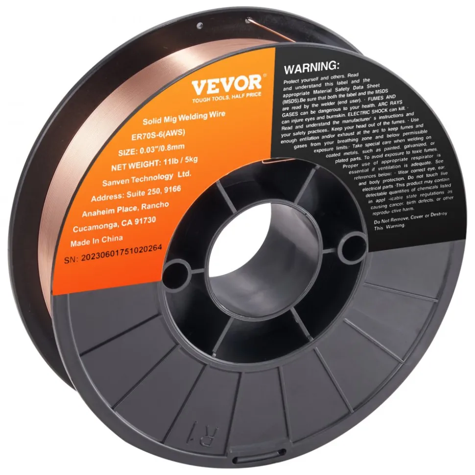 VEVOR Solid MIG Welding Wire, ER70S-6 0.030-inch 11LBS with Low Splatter and High Levels of Deoxidizers for All Position Gas Welding