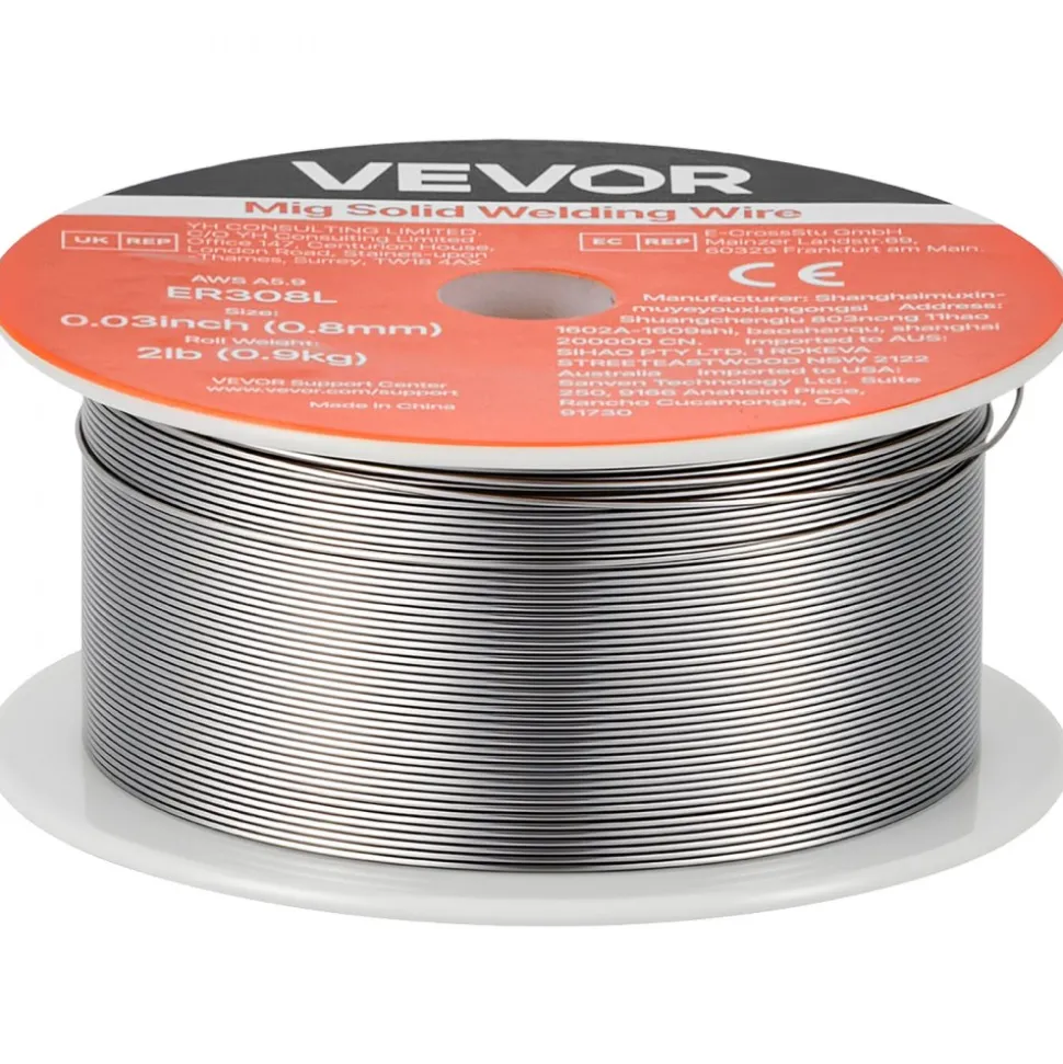 VEVOR Solid MIG Welding Wire, ER308L 0.03-inch 2 LBS, Low Spatter Stainless Steel Welding Wire with High Feedability for All-Position Gas Shielded Welding