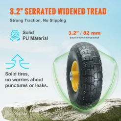 VEVOR Solid PU Run-Flat Tire Wheel, 10