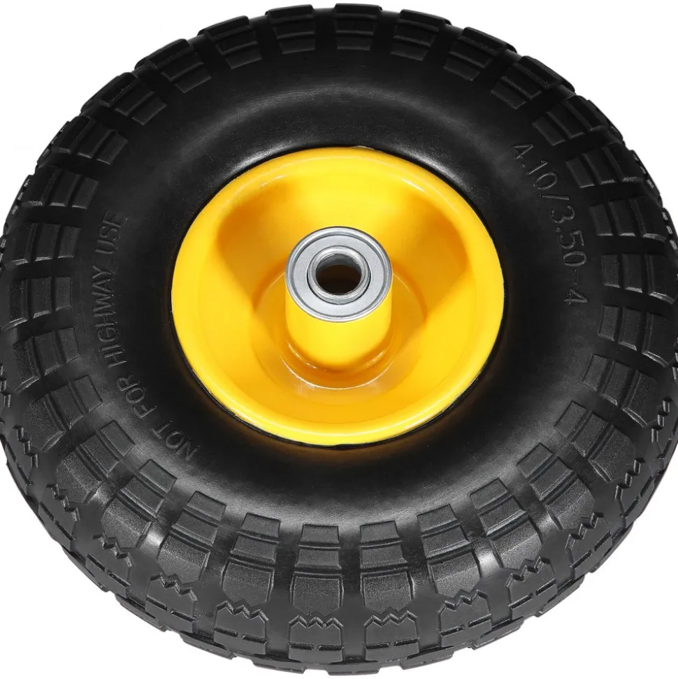 VEVOR Solid PU Run-Flat Tire Wheel, 10", 2-Pack, 400 lbs Dynamic Load, 450 lbs Static Load, Flat Free Tubeless Tires and Wheels for Hand Truck, Utility Cart, Dollies, Garden Trailers, Various Carts