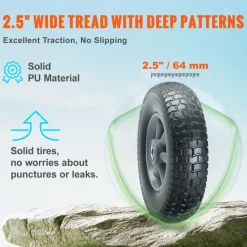 VEVOR Solid PU Run-Flat Tire Wheel, 10