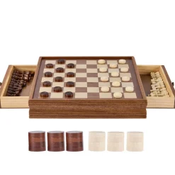 VEVOR Solid Wood Chess Set, 15 inch 2-IN-1 Chess Checkers Game Set, Chess Board Games with Storage Drawer & Weighted Chess Checkers Pieces & 2 Queens, for Adults Kids Tournament Professional Beginner