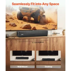 VEVOR Sound Bar for Smart TV, 2.0 Channel, 17-Inch Compact Soundbar TV Speakers for Projector, Bluetooth AUX Connection, Remote Control, Easy Setup, 80W Surround Sound System for PC Home Theater Audio