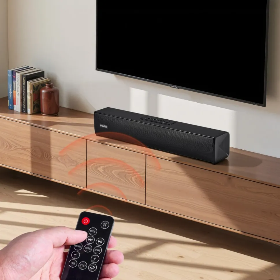 VEVOR Sound Bar for Smart TV, 2.0 Channel, 32-Inch Compact Soundbar TV Speakers for Projector, Bluetooth AUX Connection, Remote Control, Easy Setup, 80W Surround Sound System for PC Home Theater Audio