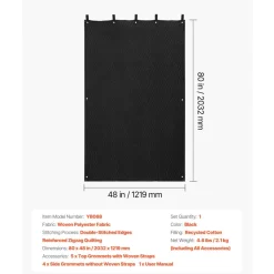 VEVOR Sound Dampening Blankets, Soundproof Curtains with 80 x 48 in, Soundproof Blanket with Grommets, Studio Grommeted Blanket, for Window, Door, Light Blocker, Music Recording, Black