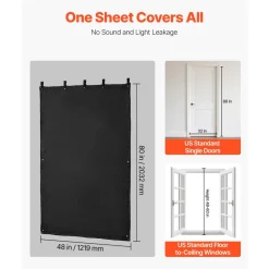 VEVOR Sound Dampening Blankets, Soundproof Curtains with 80 x 48 in, Soundproof Blanket with Grommets, Studio Grommeted Blanket, for Window, Door, Light Blocker, Music Recording, Black