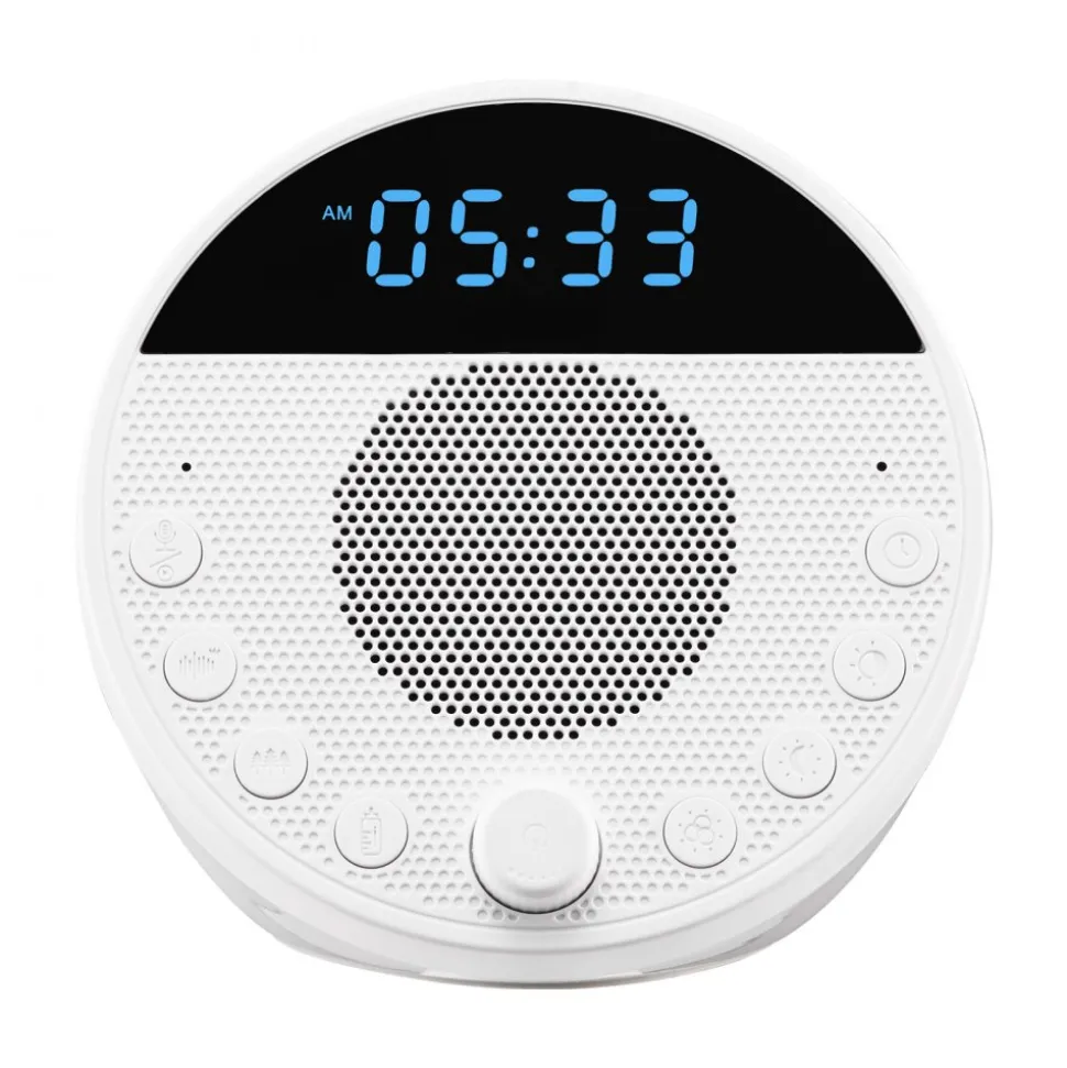 VEVOR Sound Machine, 18 Soothing Sleep Sounds and 7-Color Night Light, 5-in-1 White Noise Sound Machine with Dual Alarms, Auto-Off Timer and Memory Function, for Baby, Adults, Home, Office & Travel