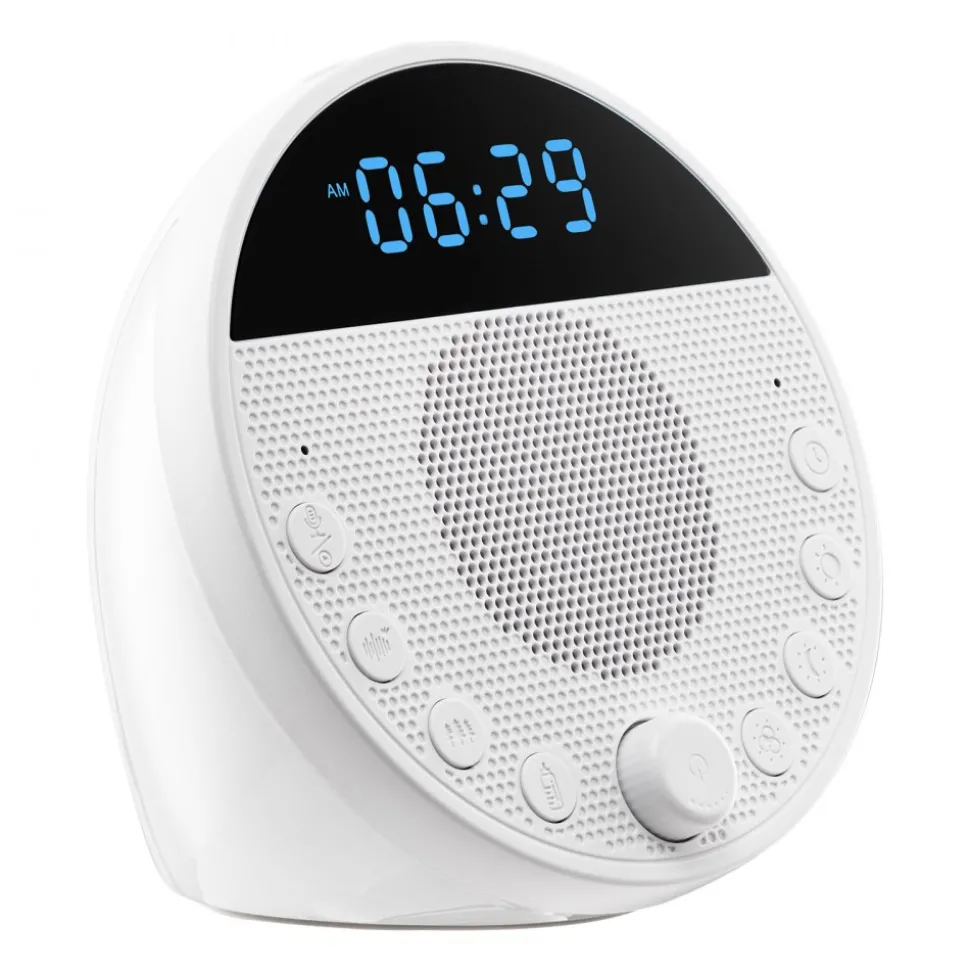 VEVOR Sound Machine, 18 Soothing Sleep Sounds and 7-Color Night Light, 5-in-1 White Noise Sound Machine with Dual Alarms, Auto-Off Timer and Memory Function, for Baby, Adults, Home, Office & Travel