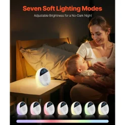 VEVOR Sound Machine, 18 Soothing Sleep Sounds, 7-Color Night Light, 6-in-1 White Noise Sound Machine with Dual Alarms, APP, Auto-Off Timer and Memory Function, for Baby, Adults, Home, Office & Travel