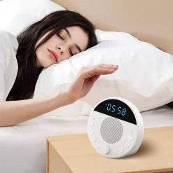 VEVOR Sound Machine, 18 Soothing Sleep Sounds, 7-Color Night Light, 6-in-1 White Noise Sound Machine with Dual Alarms, APP, Auto-Off Timer and Memory Function, for Baby, Adults, Home, Office & Travel