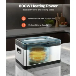 VEVOR Sous Vide Cooker, 800W Sous-Vide Machine, Suveed Cooking Machine with LED Digital Display, Glass Lid, Precise Temperature & Timer Control, for Family & Friends, All-in-One Sous Vide Pot