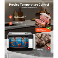 VEVOR Sous Vide Cooker, 800W Sous-Vide Machine, Suveed Cooking Machine with LED Digital Display, Glass Lid, Precise Temperature & Timer Control, for Family & Friends, All-in-One Sous Vide Pot