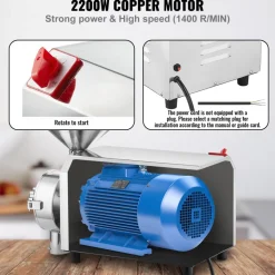 VEVOR Soybean Grinder Commercial Grinding Machine for Spices 2200W Corn Mill Grinder 50 KG/H Stainless Steel Corn Grinder Industrial Flour Milling Machine for Pepper Soybean Peanut Corn Grains