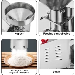 VEVOR Soybean Grinder Commercial Grinding Machine for Spices 2200W Corn Mill Grinder 50 KG/H Stainless Steel Corn Grinder Industrial Flour Milling Machine for Pepper Soybean Peanut Corn Grains