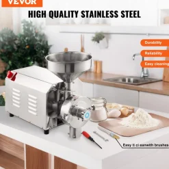 VEVOR Soybean Grinder Commercial Grinding Machine for Spices 2200W Corn Mill Grinder 50 KG/H Stainless Steel Corn Grinder Industrial Flour Milling Machine for Pepper Soybean Peanut Corn Grains