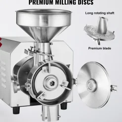 VEVOR Soybean Grinder Commercial Grinding Machine for Spices 3000W Corn Mill Grinder 100 KG/H Stainless Steel Corn Grinder Industrial Flour Milling Machine for Pepper Soybean Peanut Corn Grains