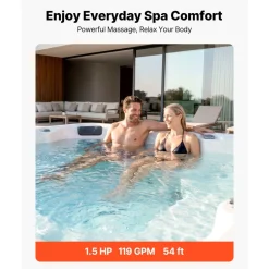 VEVOR SPA Pump 1.5HP Hot Tub Bath Pump 115V 119GPM Flow Rate with 1.5