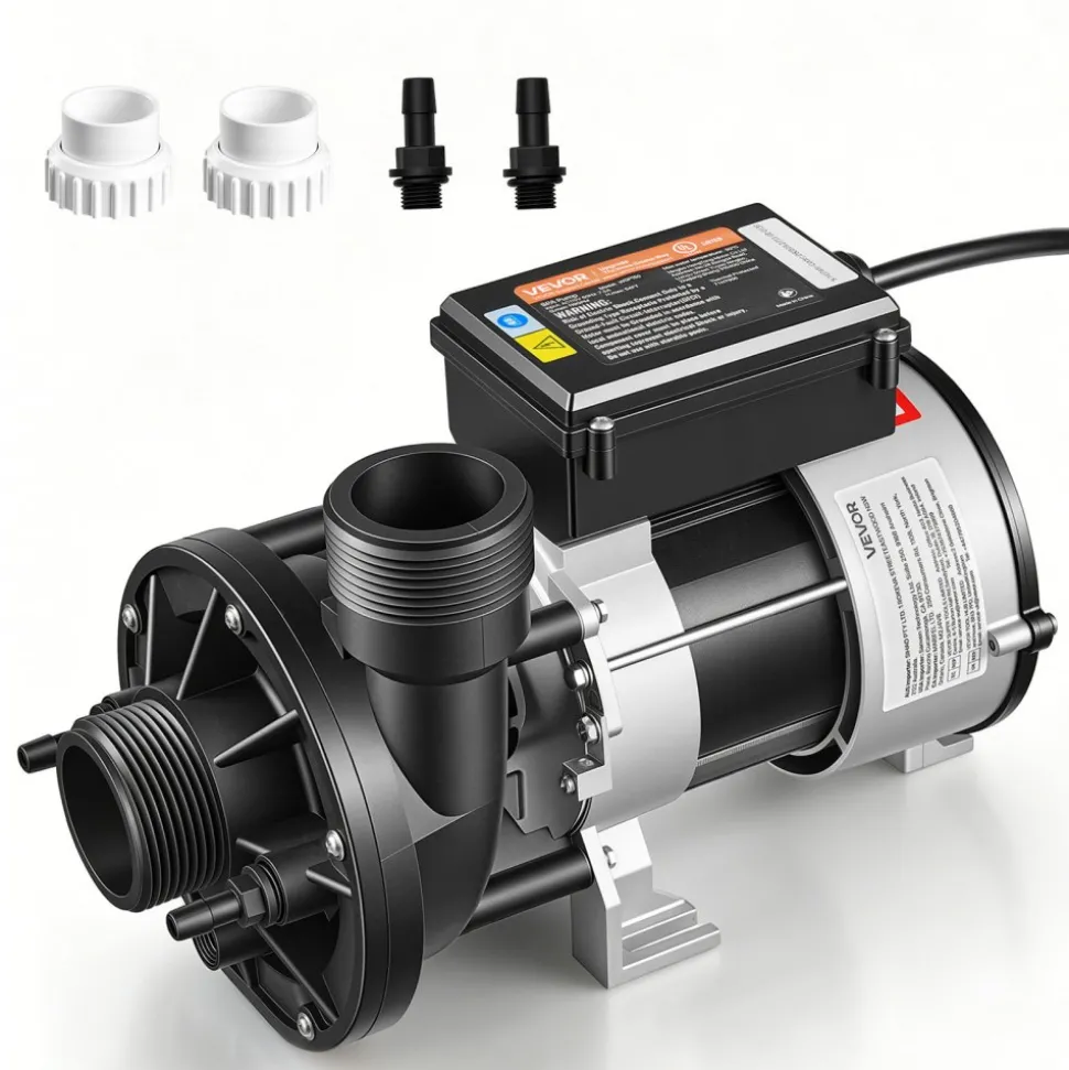 VEVOR SPA Pump 1.5HP Hot Tub Bath Pump 115V 119GPM Flow Rate with 1.5" Port, 90° Rotational Interface, 54 ft Max Lifting Height, Copper Motor, SPA Bath Water Circulation, Compatible with OEM Models