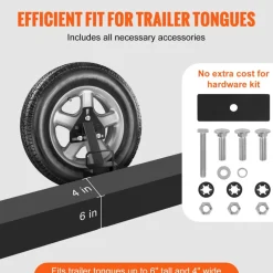 VEVOR Spare Tire Carrier, Trailer Spare Tire Mount, 160 lbs Capacity, Utility Trailer Accessories Fits Most 4 & 5 & 6 & 8 Lugs Wheels on 4