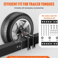 VEVOR Spare Tire Carrier, Trailer Spare Tire Mount, 160 lbs Capacity, Utility Trailer Accessories Fits Most 4 & 5 & 6 & 8 Lugs Wheels on 4