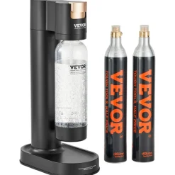 VEVOR Sparkling Water Maker, Soda Maker Machine for Home Carbonating, Seltzer Water Starter Kit with BPA-free 1L PET Bottle, 2 CO2 Cylinders, Compatible with Mainstream Screw-in 60L CO2 Cylinder
