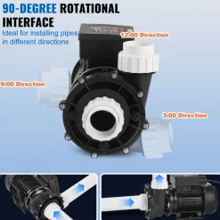 VEVOR 2 Speed SPA Pump, 48-Frame, AC 110-120V Hot Tub SPA Pump, 1.5HP/150GPM/42.65ft High Speed or 0.46HP/70GPM/9.18ft Low Speed, 2