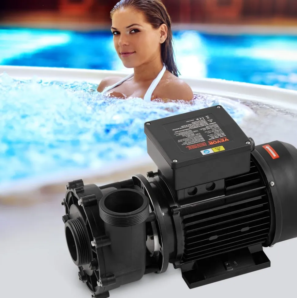 VEVOR 2 Speed SPA Pump, 48-Frame, AC 110-120V Hot Tub SPA Pump, 1.5HP/150GPM/42.65ft High Speed or 0.46HP/70GPM/9.18ft Low Speed, 2" Port 90° Rotational Interface for Hot Tub, Tested to UL Standards