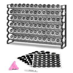 VEVOR Spice Rack Organizer for Cabinet, Spice Organizer with 72 Empty Spice Jars, Lids, Spice Labels, and Funnel Complete Set, Seasoning Organizer for Countertop, Kitchen, Pantry, Cupboard, 23x16 in