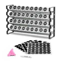 VEVOR Spice Rack Organizer for Cabinet, Spice Organizer with 36 Empty Spice Jars, Lids, Spice Labels, and Funnel Complete Set, Seasoning Organizer for Countertop, Kitchen, Pantry, Cupboard, 18x11 in