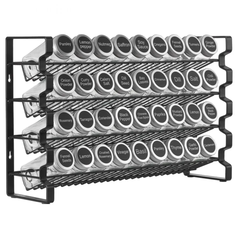 VEVOR Spice Rack Organizer for Cabinet, Spice Organizer with 36 Empty Spice Jars, Lids, Spice Labels, and Funnel Complete Set, Seasoning Organizer for Countertop, Kitchen, Pantry, Cupboard, 18x11 in
