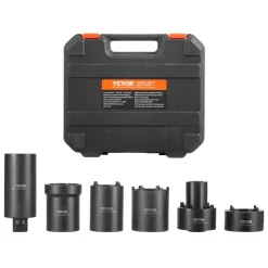 VEVOR Spindle Nut Socket Tool Kit, 1/2 inch Drive 6 Piece Axle Hub Nut Socket Set, for Toyota, Ford, 4WD Vehicles and GM Vehicles, with Storage Case, Axle Spindle Nut Retainers Remover