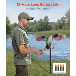 VEVOR Spinning Wing Motion Duck Decoys, Outdoor Teal Decoys for Hunting, Floating Duck for Pool, Pond, and Lake, Realistic Plastic Duck Hunting Decoy, Garden Yard Decoration, Easy to Carry, 1-Pack