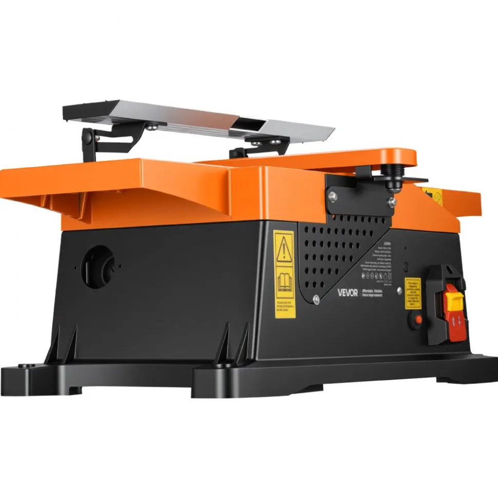 VEVOR Spiral Benchtop Jointer, 6 in, 2 HP 12000 RPM Bench Top Wood Jointer, with 12-Blade Spiral Cutterhead, Up to 1/8 in Depth, Adjustable Fence, 6 x 23 in Cast Aluminum Table, for Woodworking DIY